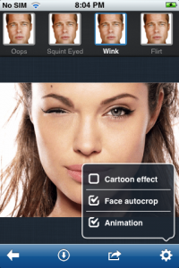 AR Pho.to Cartoonizer, winking, animation, face autocrop